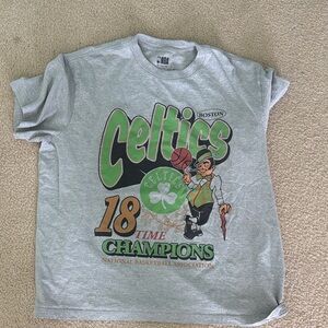 NBA Boston Celtics Light Grey Tee with Green, Black and Gold Graphics